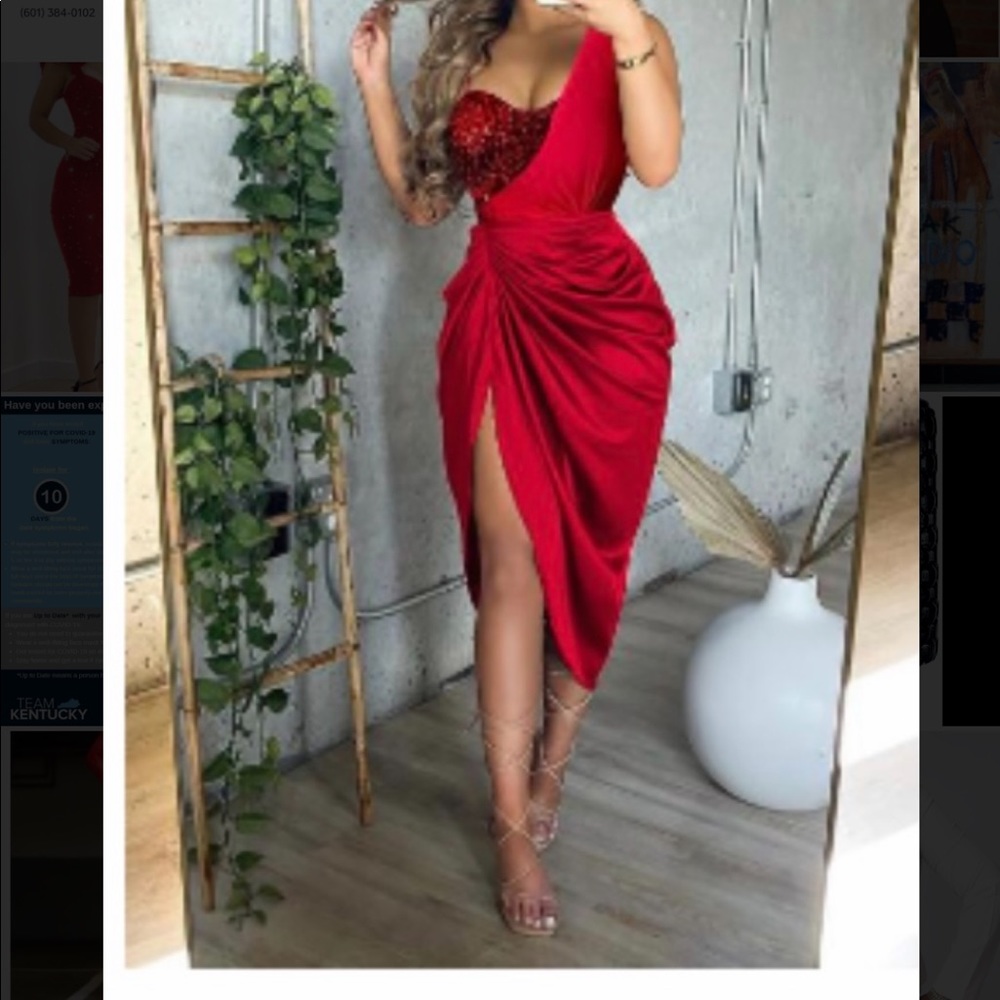 Red sequin top dress